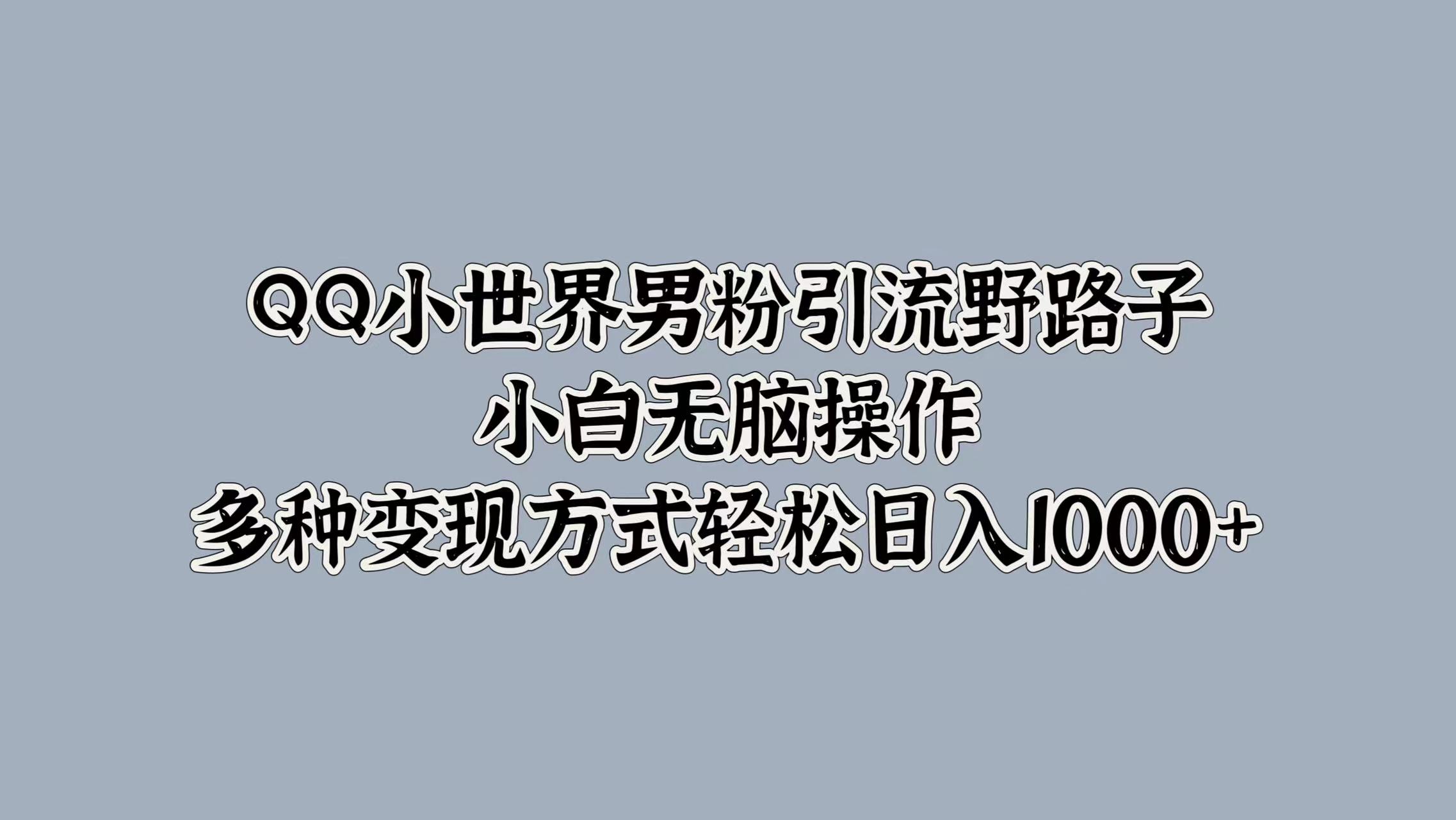QQ小世界男粉引流野路子，小白无脑操作，多种变现方式轻松日入1000+-春生副业网 
