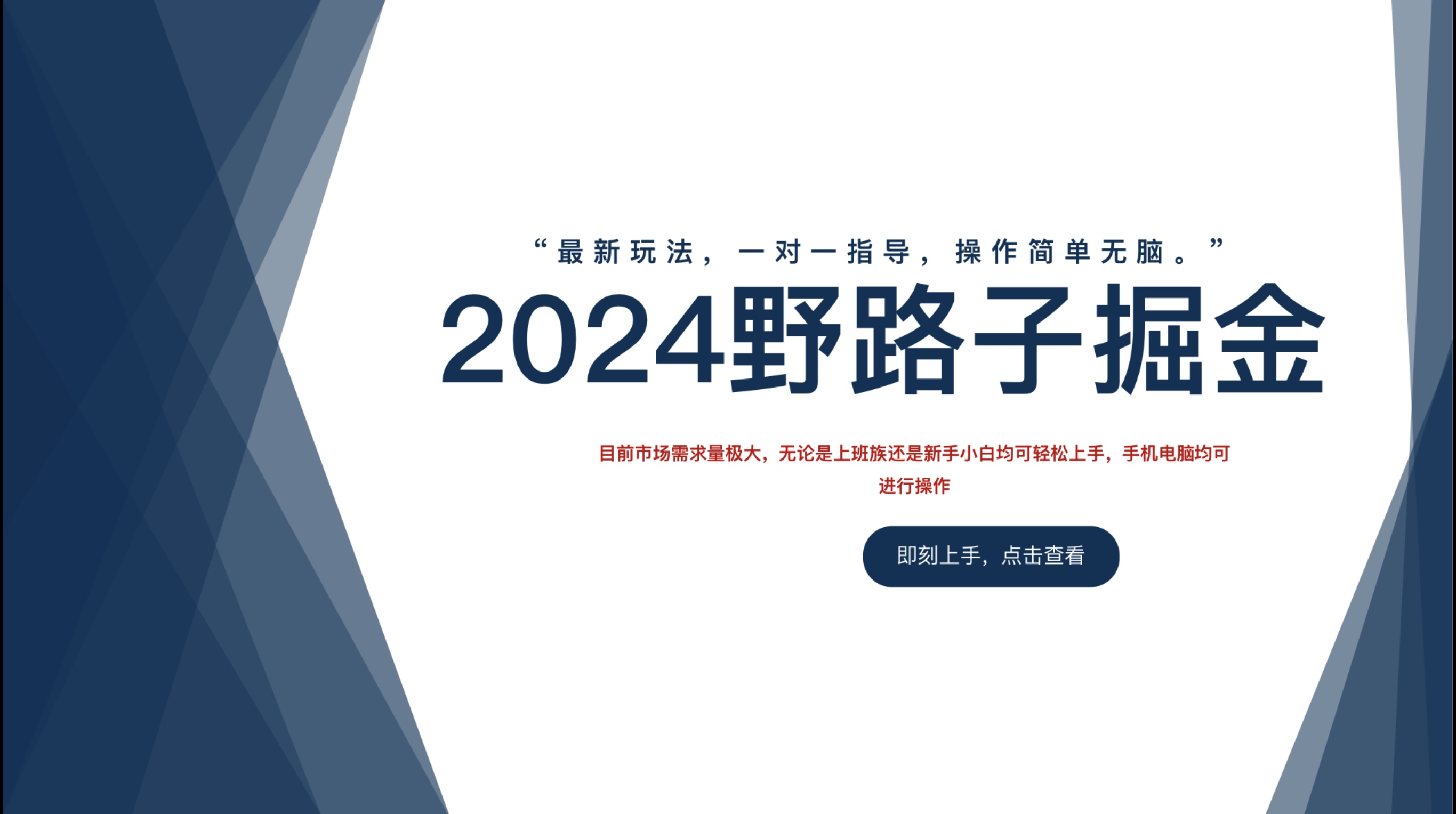 2024野路子掘金，最新玩 法， 一对一指导，操作简单无脑。-春生副业网 