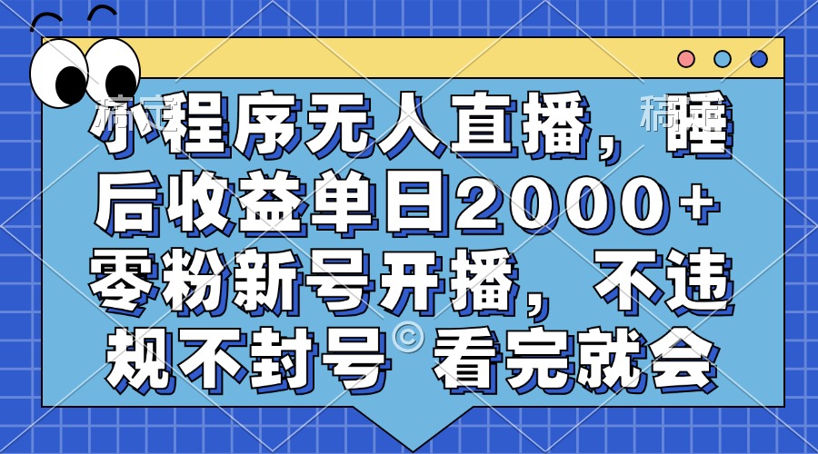 小程序无人直播，睡后收益单日2000+ 零粉新号开播，不违规不封号 看完就会-春生副业网 