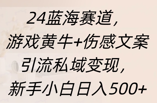 24蓝海赛道，游戏黄牛+伤感文案引流私域变现，新手日入500+-春生副业网 