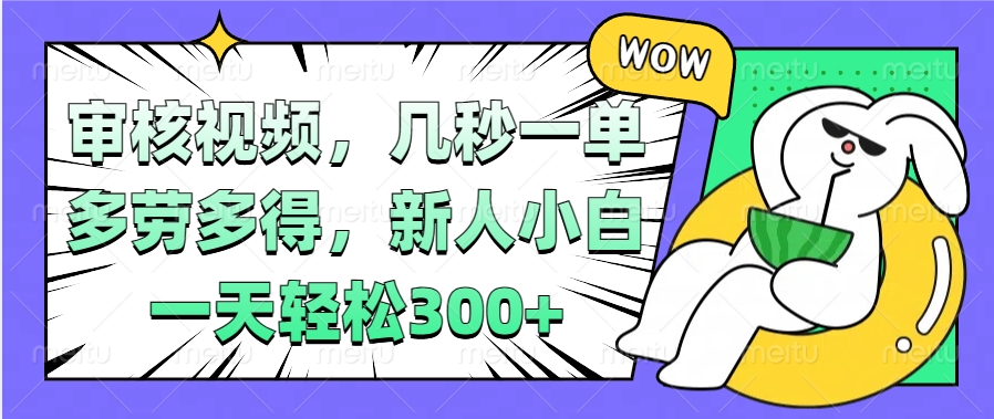 视频审核项目，几秒一单，多劳多得，新人小白一天轻松300+-春生副业网 