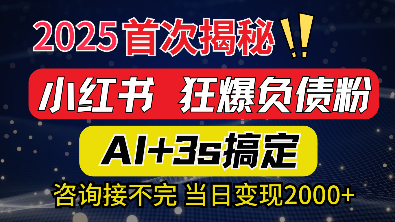 2025引流天花板：最新小红书狂暴负债粉思路，咨询接不断，当日入2000+-春生副业网 