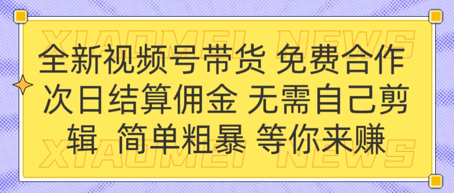 全新视频号 免费合作 佣金次日结算 无需自己剪辑-春生副业网 