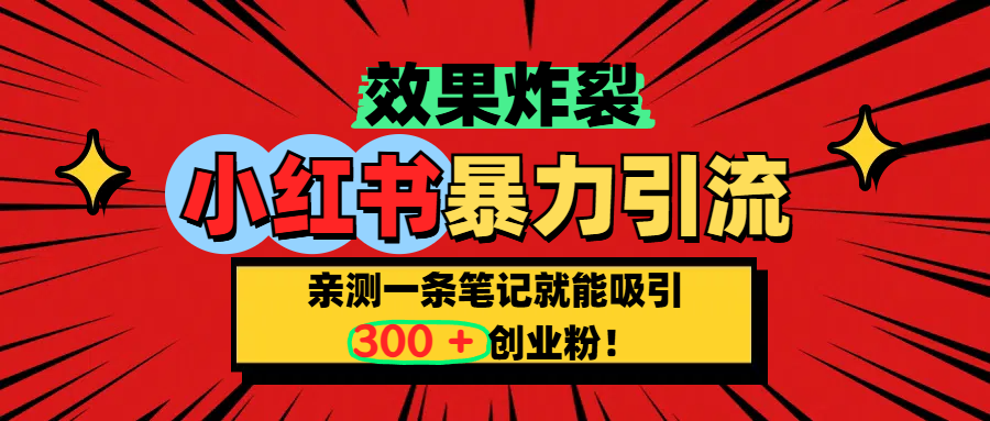 小红书炸裂玩法，亲测一条笔记就能吸引300+精准创业粉！-春生副业网 