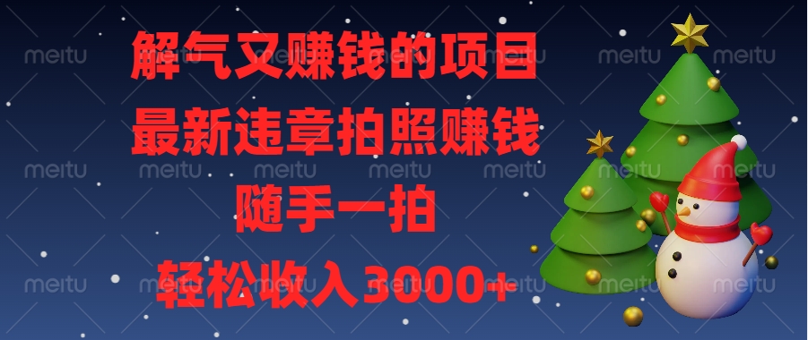 解气又赚钱的项目，最新违章拍照赚钱，随手一拍，轻松收入3000+-春生副业网 