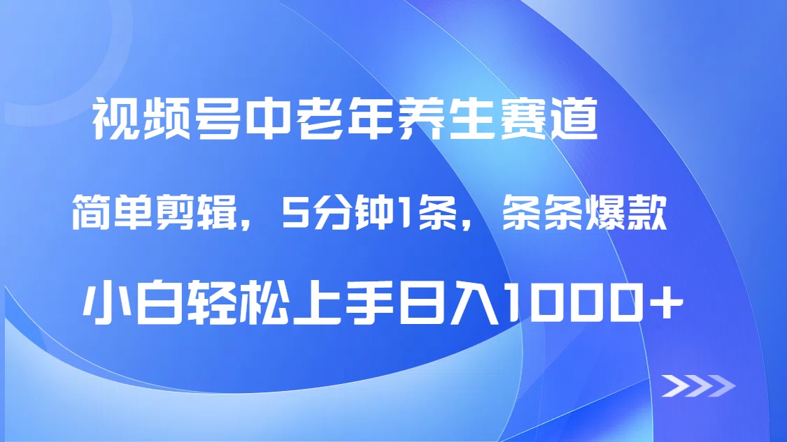DeepSeek+既梦做视频号中老年养生赛道，条条爆款5分钟1条，轻松日入1000+-春生副业网 