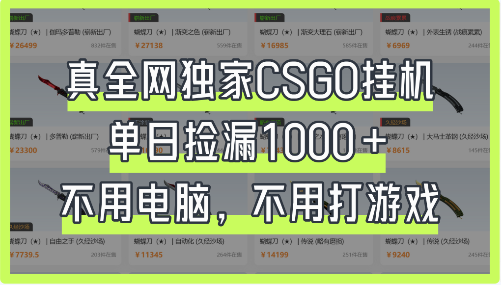 真全网独家CSGO挂机,单日捡漏1000+-春生副业网