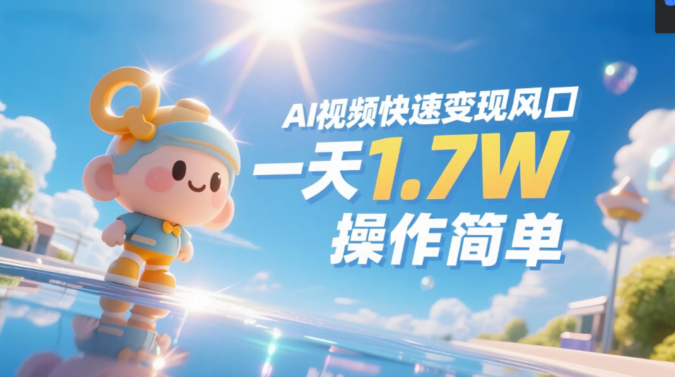 《Ai视频变现风口,一天1.7W,收入无上限,操作简单》-春生副业网
