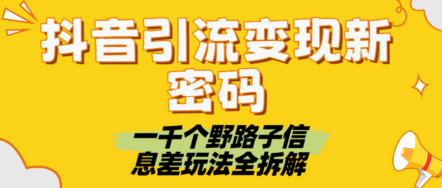 抖音引流变现新密码！一千个野路子信息差玩法全拆解-春生副业网 