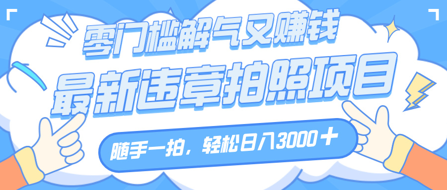 解气又赚钱的项目，随手一拍，轻松收入3000+，最新违章拍照赚钱-春生副业网 