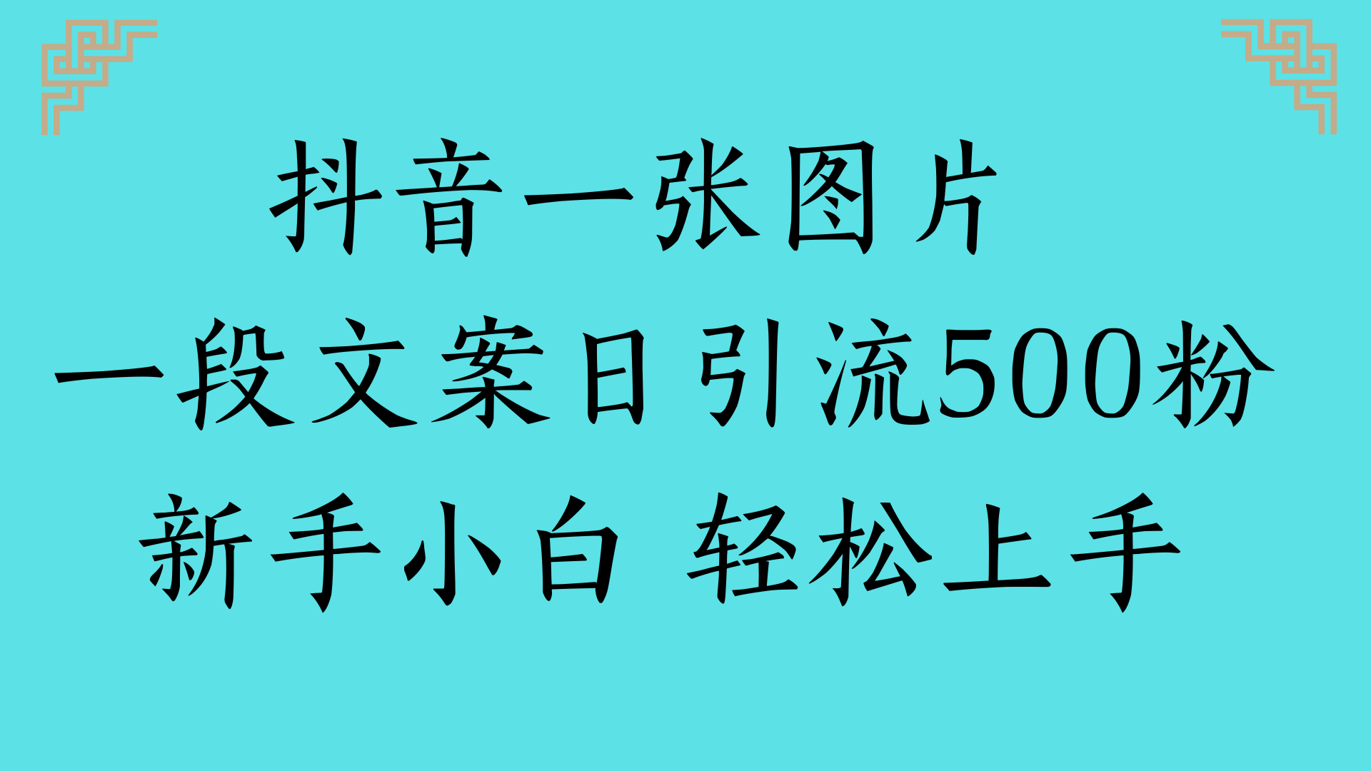 抖音一张图片 一段文案日引流500粉新手小白 轻松上手-春生副业网 