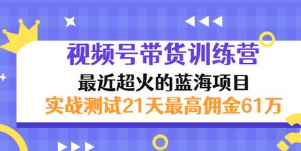 【副业项目3489期】视频号带货训练营，实战测试21天最高佣金61W（视频号带货怎么做）-春生副业网 