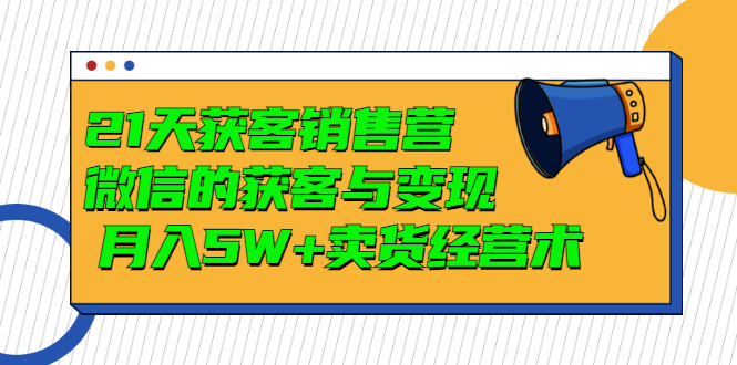 【副业项目3530期】微信营销的方法和技巧：21天获客销售营，带你破解微信的获客与变现-春生副业网 