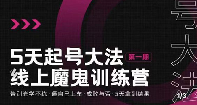 【副业项目3626期】五天起号魔鬼训练营，告别光学不练，逼自己上车，成败与否，5天拿到结果-春生副业网 