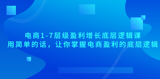 【副业项目3849期】电商1-7层级盈利增长底层逻辑课：用简单的话，让你掌握电商盈利的底层逻辑-春生副业网 