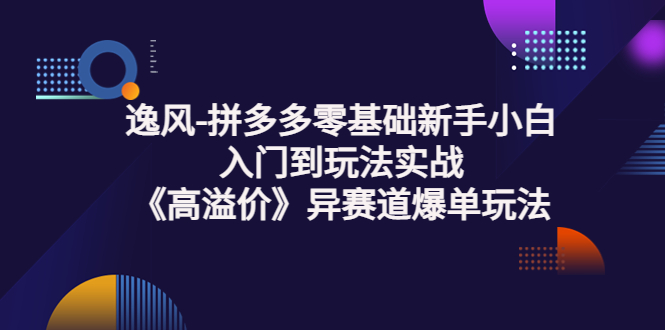 【副业项目3877期】逸风-拼多多新手小白入门到玩法实战，异赛道爆单玩法实操课-春生副业网 