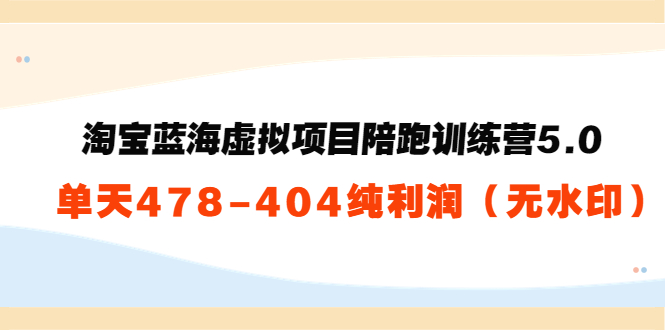 【副业项目3958期】黄岛主：淘宝蓝海虚拟项目陪跑训练营5.0：单天478纯利润（无水印）-春生副业网 