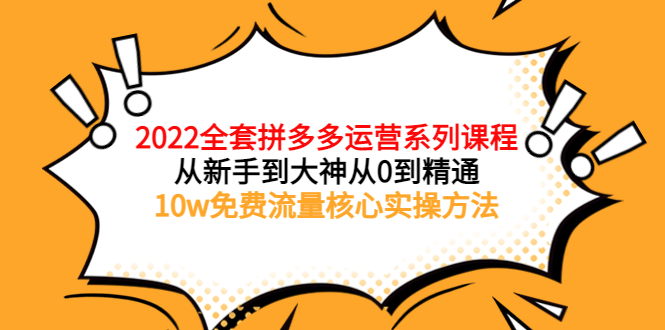 【副业项目4045期】2022全套拼多多运营课程：新手怎么做拼多多电商，10w免费流量核心实操方法-春生副业网 