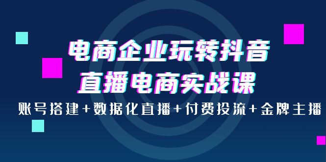 【副业项目4147期】电商企业玩转抖音直播电商实战课：账号搭建+数据化直播+付费投流+金牌主播-春生副业网 