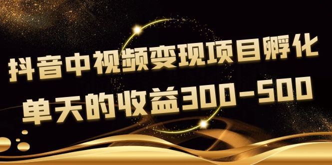 【副业项目4157期】黄岛主《抖音中视频变现项目孵化》单天的收益300-500 操作简单粗暴-春生副业网 
