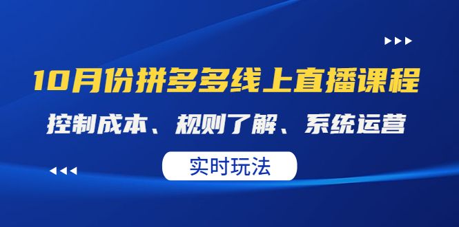 【副业项目4438期】某收费10月份拼多多线上直播课： 控制成本、规则了解、系统运营，实时玩法-春生副业网 
