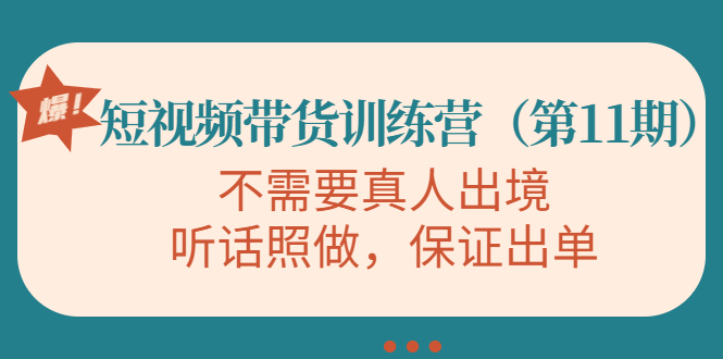 【副业项目4328期】短视频带货训练营（第11期），不需要真人出境，听话照做，保证出单-春生副业网 