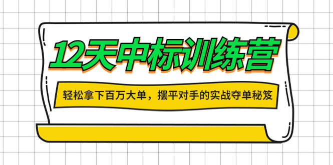 【副业项目4416期】12天中标训练营：轻松拿下百万大单，摆平对手的实战夺单秘笈-春生副业网 