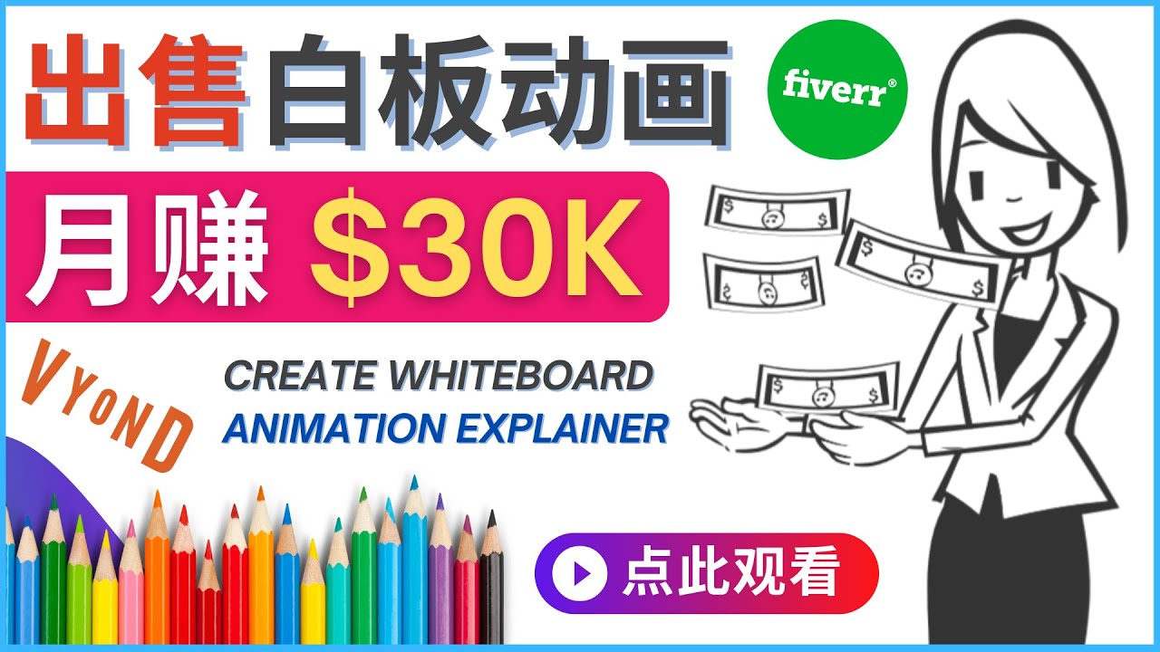 【副业项目4579期】如何用最简单制作白板动画（WhiteBoard Animation）月赚3万美元-春生副业网 