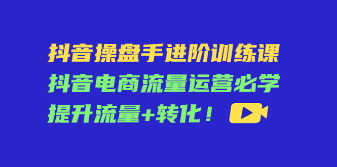 【副业项目4600期】抖音操盘手进阶训练课：抖音电商流量运营必学，提升流量+转化-春生副业网 