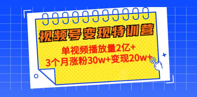 【副业项目4713期】20天视频号变现特训营：单视频播放量2亿+3个月涨粉30w+变现20w+-春生副业网 