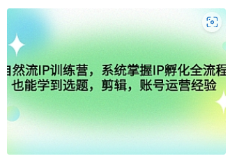 【副业项目4920期】自然流IP训练营，系统掌握IP孵化全流程，也能学到选题，剪辑，账号运营经验-春生副业网 
