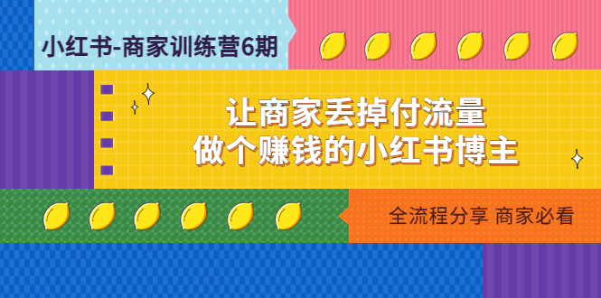 【副业项目5003期】小红书-商家训练营12期：让商家丢掉付流量，做个赚钱的小红书博主-春生副业网 