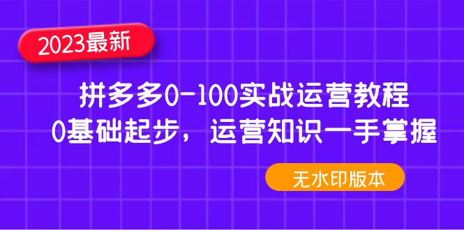 【副业项目5048期】2023拼多多0-100实战运营教程，0基础起步，运营知识一手掌握-春生副业网 