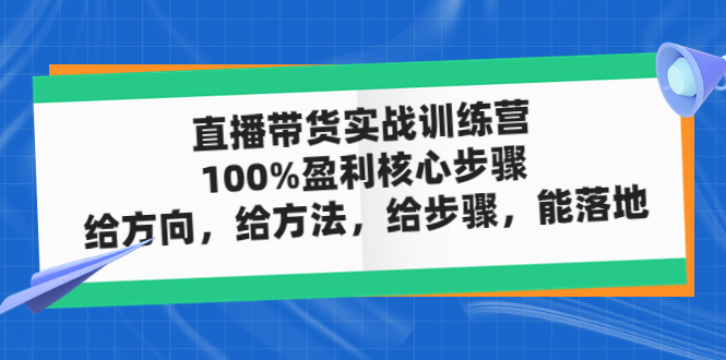 【副业项目5006期】直播带货实战训练营：100%盈利核心步骤，给方向，给方法，给步骤，能落地-春生副业网 