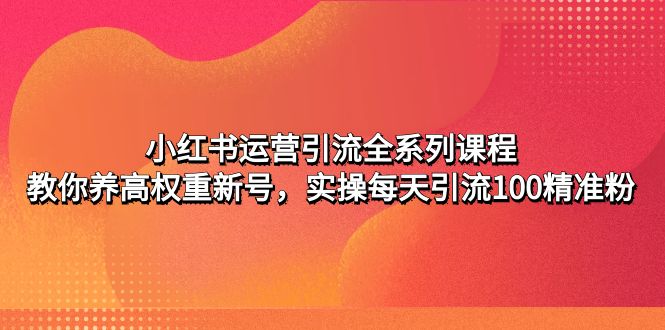 【副业项目5144期】小红书运营引流全系列课程：教你养高权重新号，实操每天引流100精准粉-春生副业网 