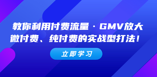 【副业项目5265期】教你利用付费流量·GMV放大，微付费、纯付费的实战型打法-春生副业网 