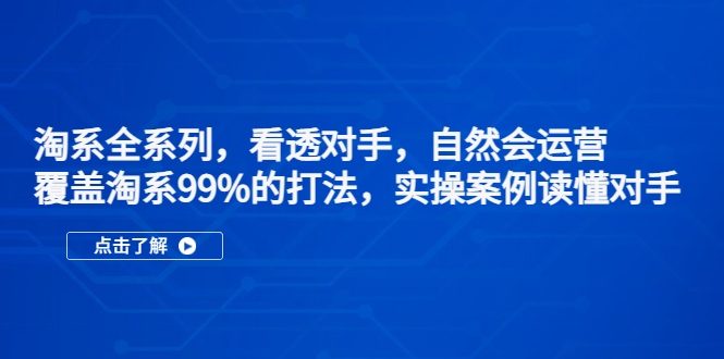 【副业项目5366期】淘系全系列，看透对手，自然会运营，覆盖淘系99%·打法，实操案例读懂对手-春生副业网 