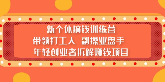 【副业项目5435期】新个体搞钱训练营：带领打工人 副操业盘手 年轻创业者拆解赚钱项目-春生副业网 