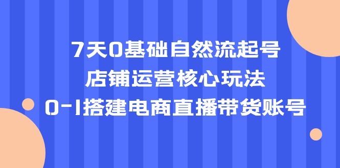 【副业项目5468期】7天0基础自然流起号，店铺运营核心玩法，0-1搭建电商直播带货账号-春生副业网 