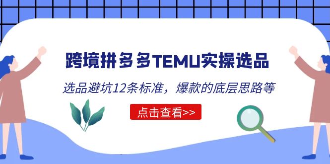 【副业项目5510期】跨境拼多多TEMU实操选品运营方法，选品避坑12条标准，爆款的底层思路等-春生副业网 