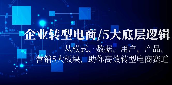 【副业项目5960期】企业转型电商/5大底层逻辑，从模式 数据 用户 产品 营销5大板块，高效转型-春生副业网 