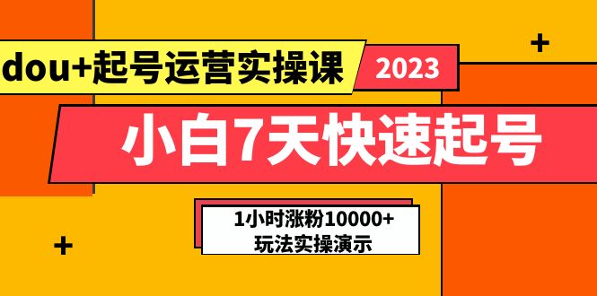 【副业项目5906期】小白7天快速起号：dou+起号运营实操课，实战1小时涨粉10000+玩法演示-春生副业网 