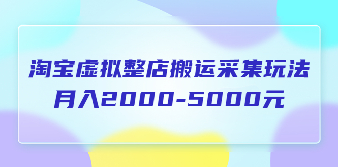 【副业项目5953期】淘宝虚拟整店搬运采集玩法分享课：月入2000-5000元（5节课）-春生副业网 