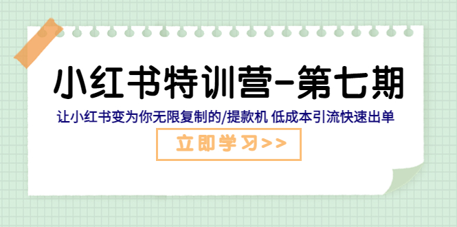 【副业项目5683期】小红书特训营-第七期 让小红书变为你无限复制的/提款机 低成本引流快速出单-春生副业网 