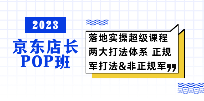 【副业项目5761期】2023京东店长·POP班 落地实操超级课程 两大打法体系 正规军&非正规军-春生副业网 