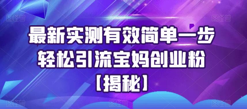 【副业项目6204期】最新实测有效简单一步轻松引流宝妈创业粉【揭秘】-春生副业网 