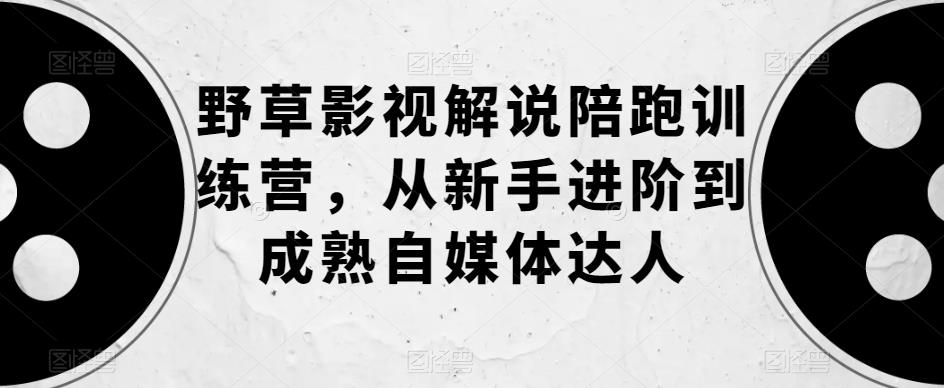 【副业项目6152期】野草影视解说陪跑训练营，从新手进阶到成熟自媒体达人-春生副业网 