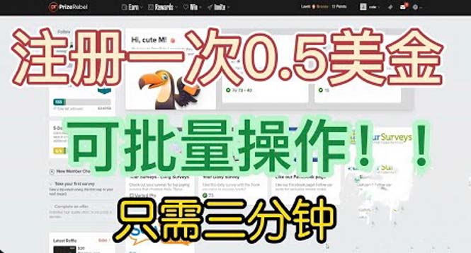 【副业项目6345期】国外项目注册一次0.5美金 只需三分钟无脑操作 可批量放大 小白工作室福利-春生副业网 