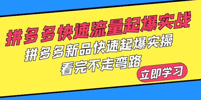 【副业项目6310期】拼多多-快速流量起爆实战，拼多多新品快速起爆实操，看完不走弯路-春生副业网 