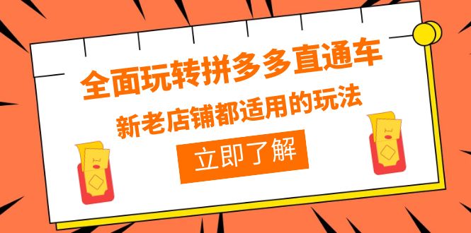 【副业项目6359期】全面玩转拼多多直通车，新老店铺都适用的玩法（12节精华课）-春生副业网 